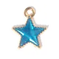 Pendentif étoile de mer en émail bleu foncé avec bordure dorée et paillettes DIY - Pendentif Étoile / Bleu