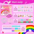 DIY sieradenset voor kinderen in roze met 83 bedeltjes en verzilverde armbanden - Draagbare Zachte Doos Stijl