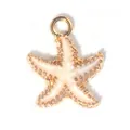 Pendentif étoile de mer dorée avec émail blanc crème et anneau de suspension DIY - Pendentif Étoile de Mer / Blanc