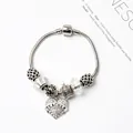 Bracelet maille serpent argenté avec breloque cœur Teacher et pendentif couronne - ENSEIGNANT Blanc