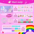 83-delige DIY-armbandenset met eenhoornhangers en roze sieradendoosje voor kids - Paars