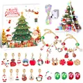 Christmas advent calendar with DIY bracelets, colorful enamel charms and LED lights - M-29 Christmas Advent Calendar Set (With Colored String Lights)