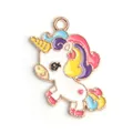 Colorful enamel unicorn pendant charm with gold alloy border for DIY jewelry making - Enamel Unicorn Pendant (25*16.5mm) / 1 Piece / Color Block