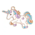Unicorn enamel alloy charm with blue and purple mane for DIY jewelry making - Enamel Unicorn Pendant (34*19.5mm) / 1 Piece / Color Block