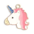 Pendentif licorne en émail avec crinière rose pour création de bijoux DIY - Pendentif licorne rose en émail (29*19,5 mm) / 1 Pièce / Rose