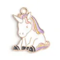 Pendentif licorne en alliage doré avec émail coloré pour la création de bijoux DIY - Pendentif licorne en émail (22*18 mm) / 1 Pièce / Blocs de couleur