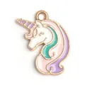 Pendentif licorne en émail multicolore avec bords dorés et anneau pour bijoux DIY - Pendentif licorne en émail (19*15 mm) / 1 Pièce / Blocs de couleur