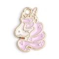 Pendentif licorne en alliage rose et blanc avec contour doré pour la création de bijoux - Pendentif licorne violet (17*12 mm) / 1 Pièce / Violet
