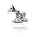 Abalorio de caballo balancín de plata vintage para pulseras de bricolaje - Diseño de caballo de madera