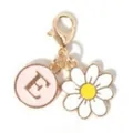 Llavero con letra E de esmalte rosa y margarita con cierre de langosta dorado - Flor Blanca Letra E