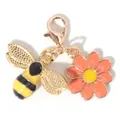 Colgante de abeja y margarita rosa con accesorio de cierre de langosta dorado fino - Abeja Amarilla Flor Naranja