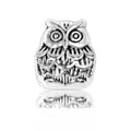 Perle de hibou en argent antique pour bracelets avec détails de plumes texturés - Forme de hibou