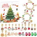 Dettaglio macro del kit bracciale di Natale fai-da-te con ciondoli pupazzo di neve e Babbo Natale - Stile M-13 (Con Albero di Natale)