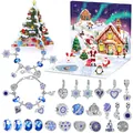 Set braccialetto di Natale fai da te per bambini con perline blu e calendario - YD-03 (Con Albero di Natale)