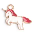 Pendentif licorne en alliage doré avec émail blanc et rouge pour bijoux DIY - Pendentif licorne rouge en émail (19*14 mm) / 1 Pièce / Rouge