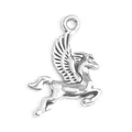 Pendentif ailes de Pégase en argent antique pour création de bijoux et colliers - Pendentif cheval de course en argent simple (20*15,5 mm) / 1 Pièce / Argent antique