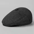 Coppola grigio scuro a spina di pesce per uomo in lana calda con finiture in pelle - M (56-58cm) / grigio scuro