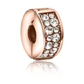 Rose gold stoppers charm with sparkling cubic zirconia for DIY snake chain bracelets - Rose Gold White Rhinestone Stopper Clip