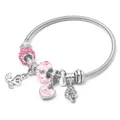 Bracciale a catena serpente d'argento con ciondoli a cuore rosa e incisione Best friends - Catena a Serpente Pendente Cigno (CL-27) / Stile Cigno Rosa