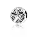 Perle charm en alliage argenté vintage avec motif étoile de mer pour bracelets DIY - Forme de Pentagramme Rond