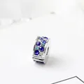 Silver charm with gradient blue and clear crystals for DIY slider bracelets - Royal Blue and Lake Blue Stopper Clip