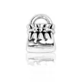 Pendentif sac à main en alliage argenté avec nœud et finition rétro pour bracelets - Style sac à main