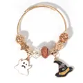 Halloween-armband met spookhanger en heksenhoed op een gouden metalen armband - Goud Geest Heksenhoed (BL-16)
