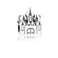 Perle château argentée vintage avec flèches détaillées et grand trou pour bracelets DIY - Forme de Maison de Château
