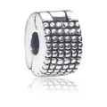 Retro silver alloy stopper bead with textured dot relief for DIY charm bracelets - Lightweight Plain Silver Stopper Clip