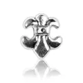 Perle fleur de lys en métal argenté vintage avec détails en relief et fini poli - Forme d'Ancre
