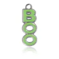Vertical green enamel BOO letter pendant charm with gold metal loop for Halloween jewelry - Green BOO Style