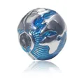 Silver earth charm bead with blue enamel world map for DIY bracelet jewelry making - Blue Circular Stopper Clip