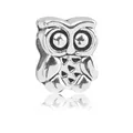 Perle de hibou en argent vintage avec grands yeux et motifs pour bracelets à breloques - Perle de Hibou en Alliage à Grand Trou