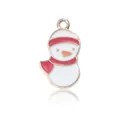 Colgante de aleación de muñeco de nieve con esmalte blanco y bufanda roja para joyas DIY - Pingüino de Una Mano