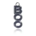 Pendentif lettre 'BOO' en métal argenté avec émail noir pour bijoux d'Halloween - Style BOO Noir