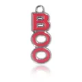 Pendentif lettre BOO argenté avec émail rouge pour la création de bijoux d'Halloween - Style BOO Rouge