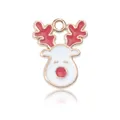 Christmas reindeer charm with gold base and red enamel finish for DIY jewelry making - Red Reindeer Head