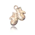 Golden metal mittens charms with textured surface for DIY Christmas jewelry making - Gold Double Mittens