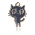Pendentif chat noir en émail avec bordures dorées pour bijoux et accessoires - Style Chat Noir KC Gold