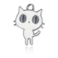 Charmant pendentif chat en émail blanc avec base en métal argenté pour bijoux DIY - Style Chat Blanc Argenté