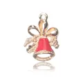 Golden Christmas bell pendant with red enamel bow for DIY jewelry making projects - Gold Bell Decor