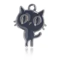 Pendentif chat noir de dessin animé en émail pour la création de bijoux Halloween - Style Chat Noir Argenté