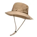 Khaki outdoor sun hat with wide brim, quick-dry fabric, and adjustable chin strap - M(56-58cm) / Khaki