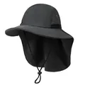 Cappello da sole grigio scuro con protezione per il collo e rete traspirante da pesca - M / grigio scuro