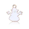 Golden enamel snowman charm with white oil finish for Christmas DIY jewelry making - White Snowman
