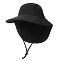Dettaglio della rete traspirante e del lembo proteggi collo su un cappello da sole nero - M / Nero
