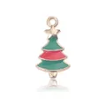 Christmas tree charm with green enamel and golden finish for DIY jewelry crafts - Sacred Tree