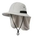 Cappello da sole grigio chiaro con protezione per il collo e tesa larga per pesca e outdoor - M / Grigio chiaro