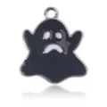 Pendentif fantôme en émail noir et monture en métal argenté pour bijoux Halloween - Style Fantôme Noir Argenté