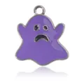 Pendentif fantôme violet de Halloween en émail avec des détails en métal argenté - Style Fantôme Violet Argenté